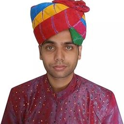 Men Hat Top Safa Indian Turban Traditional Pag Handmade Cotton Pagri 7 1/8 (22.25") Medium Multi-Color-image-94