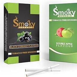 Smoky Herbals Pack of 2 Flavours 100% Tobacco & Nicotine Free Cigarette - 10 Sticks x 2 (DOUBLE APPLE/BLACK CURRANT)-image-49
