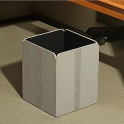 ESQ Living Wave Square Waste Bin | Slim and Sleek Design | Durable Leather Material | Dustbin for Bedroom Bathroom Home Office | Medium Size | Wide Open Design - Grey-image-16