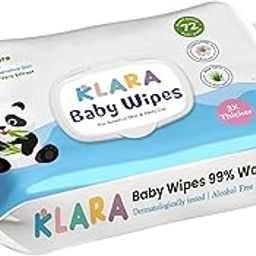 Klara 99% Pure Water Baby Wipes | With Aloe Vera | Rash-Free & Paraben-Free | Pack of 1 (72 Wipes)-image-16