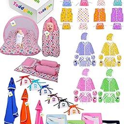 Toddylon 56 PCS Newborn Baby Gift Set | All-in-One Infant Essentials Combo Kit with Mattress, Dry Sheets, Jhablas, Nappies & More | Unisex Baby Care Pack (Multi-Colour) (Pink-1)-13