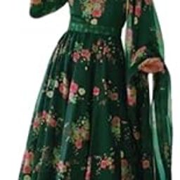 Fashion Women's Floral Print Georgette Long Gown Elegant A-Line Full Sleeve Dress for Ethnic and Special Occasions-picture-26