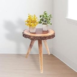 LATEST HANDICRAFTS Antique Wooden Fold-able End Table/Small Tea, Coffee Table/Plant Stand/Stool Living Room Kids Play Furniture Round Shape Wooden Legs - 12 x 12 x 13''-image-47