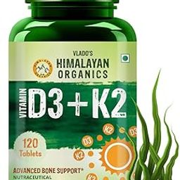 Vlado’s Himalayan Organics Vitamin D3 600 IU + K2 as MK7 Supplement | Supports Stronger Immunity & Bone & Heart Health | Healthy Heart For Men And Women - 120 Veg Tablets-9