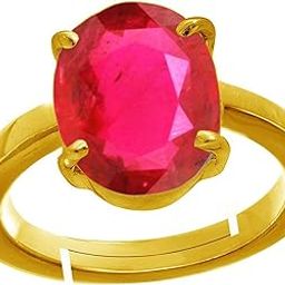Natural Ruby Stone Manik Ring Adjustable Panchdhatu Ring Gemstone Gold Plated Ring Adjustable Ring 7.25 Ratti Rashi Ratan Adjustable Ring For Men And Women By LAB -CERTIFIED-6