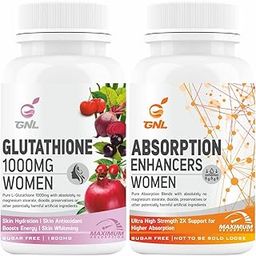 GNL Glutathione Tablets For Skin Whitening, L-Glutathione 1000mg Reduced, Vitamin E, Vit C, Biotin, Hyaluronic Acid & ALA, Collagen Supplements For Women-60 Glow Tablet (No Capsule Pack 1)-18