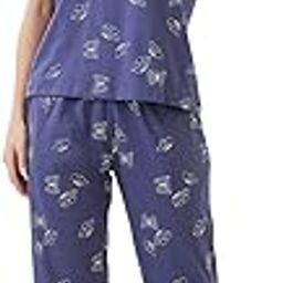Women's Cotton Printed Round Neck Short Sleeve Night Suit Set | Capri Set | Casual Night Dress for Women-2127-image-54