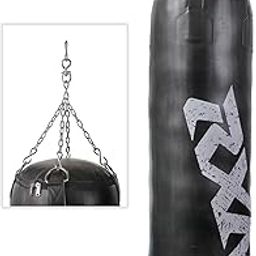 RXN Powerstrike Boxing Punching Bag Heavy Duty – Crafted from Synthetic Leather, Pre-Filled for Boxing, Martial Arts, Kickboxing & Training with 4-Way Chain Included (150 CM, Black/Grey)-image-23