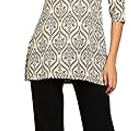 Stay Women's Poly Rayon Printed Kurti with V Neck 3/4 Sleeves Short Straight Hem Length | Kurti Tops for Women-picture-20