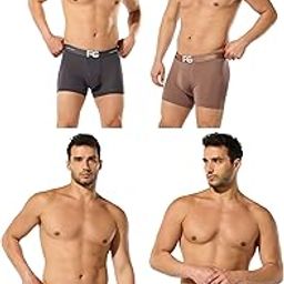 Men’s Ultra-Soft Modal Trunk Underwear | Moisture-Absorption with 4-Way Stretch | Breathable Contour Pouch, Microfiber Waistband with Spandex | Pack of 4-6