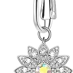 Silver Plated Clip-On Style 'Wildflower Wink' Flower Belly Button Navel Ring For Women And Girls (BB0202) 1 Pc-image-61