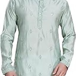 Men's Embroidered Cotton Silk Blend Only Slim Fit Kurta-image-101
