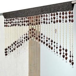 Decorative Beaded Door Curtain, Multicolour Crystal Hanging with White Base, Window Valance Room Divider (Brown)-image-17