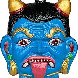 SalvusEstore Metal Nazar Battu Wall Hanging Face Mask for Evil Eye Protection (Blue, 5x4 inch)-image-7