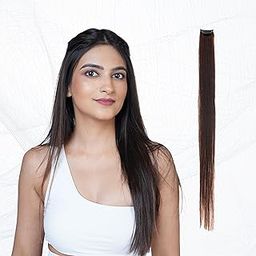 Capilus 100% Indian Natural Human Hair Clip In Color Streaks For Women, Single Clip (16 Inches, Black)-image-83