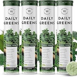 Wellbeing Nutrition Daily Greens | Wholefood Multivitamins with Vitamin C, Zinc, B6 for Immunity & Detox with Organic Certified Plant Superfoods & Antioxidants (15 Effervescent Tablets) Pack of 4-image-46