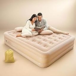 Inflatable Bed - Inflatable Elevated Air Bed with Built-in Pump, Soft Flocked Top, Ergonomic Support, Portable & Compact for Home, Travel, Camping & Guests (Double Bed)(200 * 150 * 40 CM)-image-67