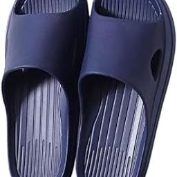 Slippers for Women Men Sandals Casual Flats Footwear Man Girls Sliders Flip Flops Chappals Ladies Clogs Sleeper Slides Stylish Ortho Bathroom Home (Color: Navy Blue Size: 8-9 UK)-image-22