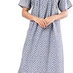Girl's Long Nighty Maxi with Zip Neck | Short Sleeve Night Dress | Soft Synthetic Fabric | Comfortable and Stylish Sleepwear for Women & Girls | Homewear & Loungewear Gown-image-91