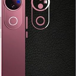 AtOdds Mobile Skin Sticker Wrap | Compatible for VIVO V50 (5G)| Scratchproof Matte Finish | Full Coverage for All Sides & Camera Protection (Black Leather)-image-32