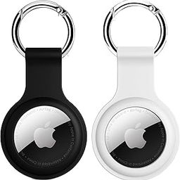 SQUIF Pack of 2 Airtag Cases for Airtags Silicone Case Protective Cover for Airtag Case Locator Tracker Anti-Lost Device Keychain Protection (Black, Blue)-14