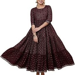 Floral Printed Mirror Work Tiered Anarkali Kurta-picture-7