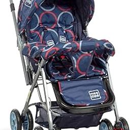 Mee Mee Little Explorer Baby Stroller/Pram for 0 to 3 Years, New Born/Kids, 5 Point Safety Harness, Adjustable backrest, 360 Swivel Wheel, Large Storage Basket, Reversible Handle (Dark Blue)-6
