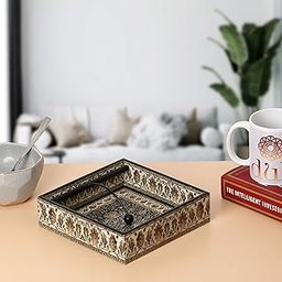 DULI Handmade Decorative Tissue Holder for Table in MDF (19x19cm) - Paper Napkin Holders for Dining Table Napkins Stand Fancy Tissue Paper Holder for Office Desk (Jamawaar)-31