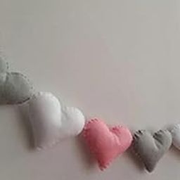 Peach Cuddle Velvet Fabric Heart Bunting for Kids and Nursery Decoration - 12 Hearts, Pink Grey White, 99 CM - Christmas Decor-image-90