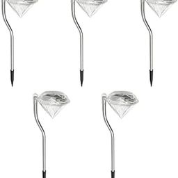 Elevea (Pack of 5 ( Diamond 15 Year Warranty ) Solar Diamond Kohinoor Model Stainless Steel Solar Path Way Light for Outdoor, Taris Floor LED LAMP-4