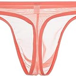JNSHI Men's Sexy Thong Thong Fishnet G-String G-String G-String G-String Thong Thong Butt Bikini, 1 Pack - Orange, XL-picture-1