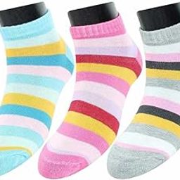 Striped Ankle Length Socks for Women, Multicoloured, Pack of 3-picture-31