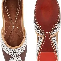 pehnawacraft Ela Brown Pearl Punjabi Jutti for Women | Mojari for Ladies | Bridal Juti-picture-2