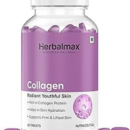 Herbal max Veg Collagen Supplement Tablets - 60N For Glow Skin, Hair, Joints, Nails and Bone Support | Support Type 1, 2, 3 - (800mg) | Collagen Tablets | Enriched With Biotin, L Glutathione |-2