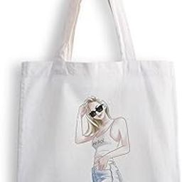 Canvas Tote Bags for Women, College Bag for Girls, Tote Bag for Shopping, Travel & Beach Bags for Women - Sexy Lady - D No - 258-image-88