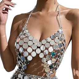 MYADDICTION Women Belly Dance Skirt Sequin Crop Top for Beach Dancing Practicing Party Top Clothing, Shoes & Accessories | Womens Clothing | Skirts-image-59