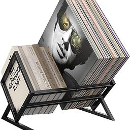 INDIAN DECOR 25037 Decoraive Vinyl Record Holder, Metal Vinyl Record Storage with Side Baffles, 80-110 LP Storage for Protecting Files, Albums, Books, Magazines Record Organizer, Black-10