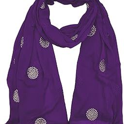 Flower Embroidered Work Chiffon Dupatta for Womens & Girls with Fancy Moti Lace-52