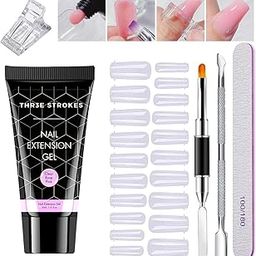 THR3E STROKES Poly Nail Gel Extension Kit for Builder Gel UV Nail Art Kit, Nail Extension Set (6 Items in the set) (CLEAR ROSE PINK)-84