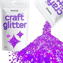 Hemway Craft Glitter - Super Chunky 1/8" 0.125" (3mm) - Glitter for Arts Crafts Tumblers Schools Paper Glass Decorations DIY Projects - 100g - Fluorescent Purple-15
