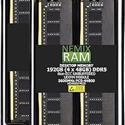 NEMIX RAM 192GB (4X48GB) DDR5 5600MHZ PC5-44800 2Rx8 1.1V CL46 288-PIN Non-ECC Unbuffered UDIMM Desktop PC Memory KIT Compatible with ASRock X870E NOVA WiFi Motherboard-12