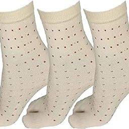 Women Ladies Cotton Ankle Length Socks with Thumb (Pack of 3 Pairs, Beige)-15