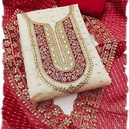 Women's Chanderi Silk Embroidery Salwar Suit Unstitched Dress Material-picture-13