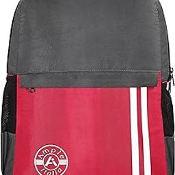 Backpack | Padded Shoulder Straps | Ergonomic Design | 3 Main Compartments | 40L | For Office | Grey & Red-6