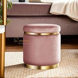 JUMBO CRAFTS Elegant Small Wooden Velvet Ottoman - Perfect Storage Footrest for Living Room, Bedroom, or Office Multifunctional Footrest, Seat, and Organizer Pink-picture-7