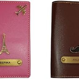Leather Passport Cover | Cover Holder for Men & Women | Customised Passport Holder for Gift | Travel Wallet Organiser | Document Holder (Pink and Brown)-image-39