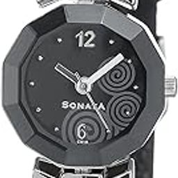 Quartz Analog Black Dial Leather Strap Watch for Women-NS8943SL03-image-18