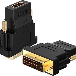 BLACK CROWN DVI to HDMI Adapter, DVI-D 24+1 Male to HDMI Female High Speed Adapter Converter Gold Plated Support 1080P for HDTV, Plasma, DVD, Projector, Computer-25