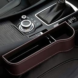 Lukzer Car Front Seat Gap Filler Organizer – Multi-Functional Caddy Auto Console Side Storage Box with Cup Holder for Drinks, Phone, Sunglasses, Cards, Money (Brown/Driver Side/ 26.5 x 6.5 x 17cm)-image-85