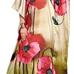 Soft Satin Kaftan with Digital Print and Hidden Adjustable Belt | Free Size [M-3XL] | Coverup | Kaftan Dress for Women-image-11
